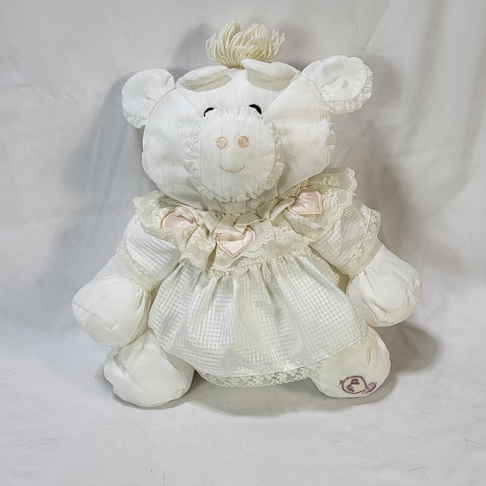 Vintage 1986 Fisher Price Puffalump White Cow Lace & Pink Hearts Dress 8001 - Picture 2 of 10